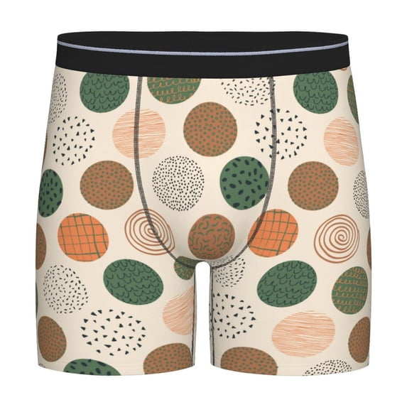 Men'S Boxer Briefs, Abstract Geometric Circles Pattern Soft And Breathable Mens Underwear Boxer Briefs With Widen Waist