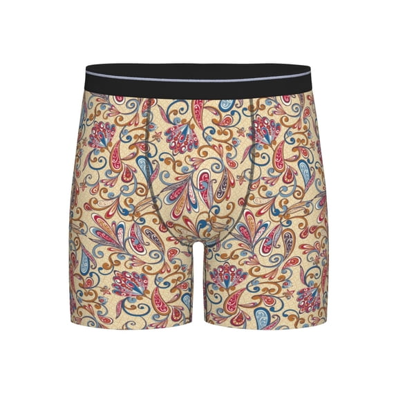 Men'S Boxer Briefs, Abstract Vintage Paisley Soft And Breathable Mens Underwear Boxer Briefs With Widen Waist