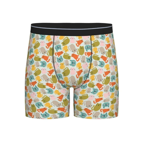 Men'S Boxer Briefs, Abstractcute Colorful Cartoon Cat Soft And Breathable Mens Underwear Boxer Briefs With Widen Waist