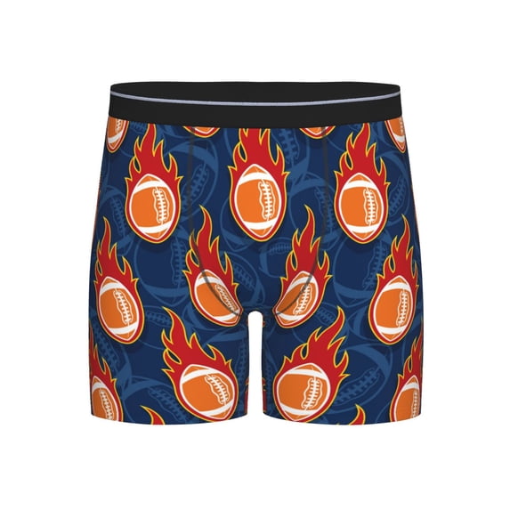 Men'S Boxer Briefs, American Football Fire Flames Soft And Breathable Mens Underwear Boxer Briefs With Widen Waist
