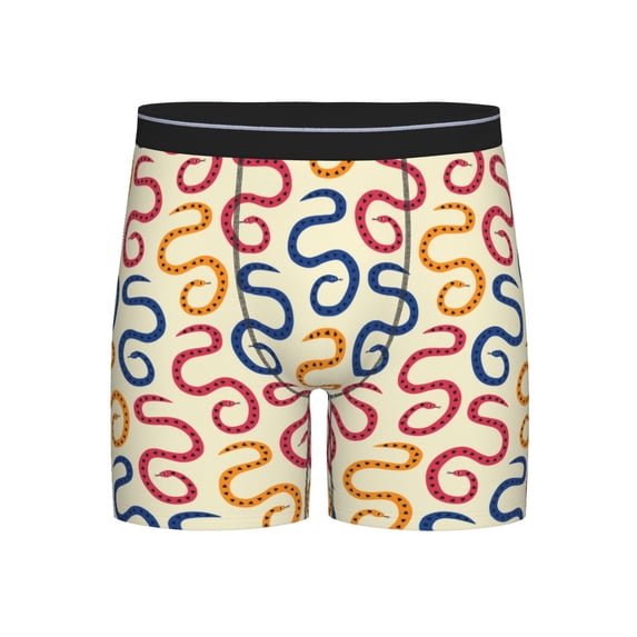 Men'S Boxer Briefs, Artsy Cartoon Cute Snake Colorful Soft And Breathable Mens Underwear Boxer Briefs With Widen Waist