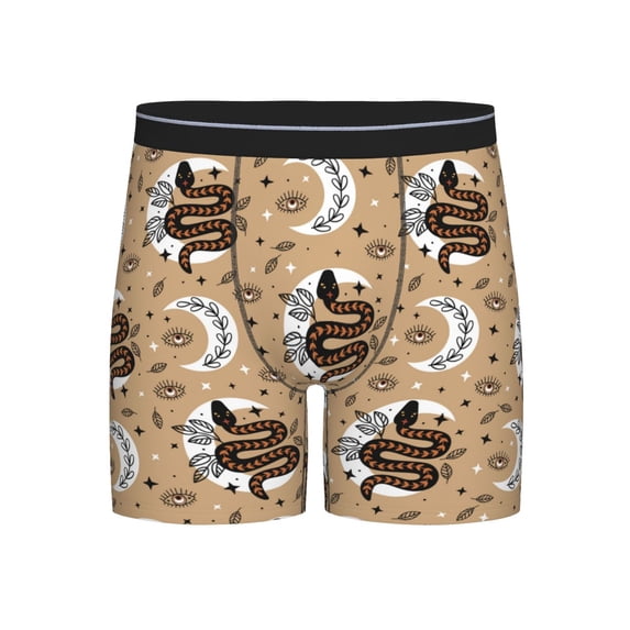 Men'S Boxer Briefs, Bohemian Cartoon Snake Moon Eyes Soft And Breathable Mens Underwear Boxer Briefs With Widen Waist