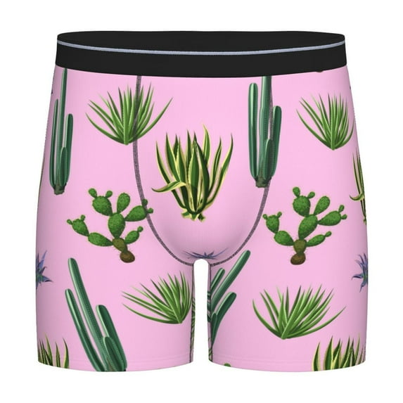 Men'S Boxer Briefs, Cactus Aloe Vera Soft And Breathable Mens Underwear Boxer Briefs With Widen Waist