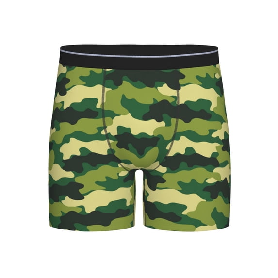 Men'S Boxer Briefs, Camo Green Classic Soft And Breathable Mens Underwear Boxer Briefs With Widen Waist