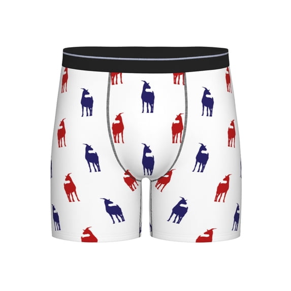 Men'S Boxer Briefs, Cartoon Cool Goat Red Blue Soft And Breathable Mens Underwear Boxer Briefs With Widen Waist