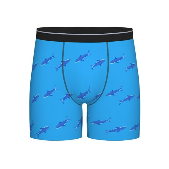 Men'S Boxer Briefs, Cartoon Cool Shark Blue_D Soft And Breathable Mens Underwear Boxer Briefs With Widen Waist