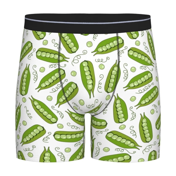 Men'S Boxer Briefs, Cartoon Green Peas Soft And Breathable Mens Underwear Boxer Briefs With Widen Waist