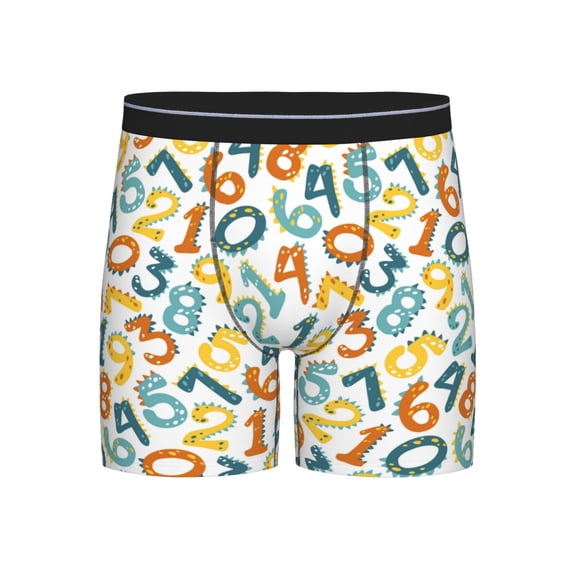 Men'S Boxer Briefs, Cartoon Math Number Print Soft And Breathable Mens Underwear Boxer Briefs With Widen Waist