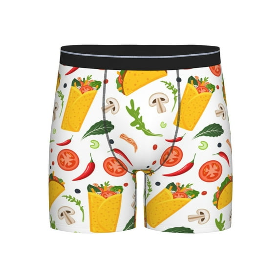 Men'S Boxer Briefs, Chicken Roll Bacon Print Soft And Breathable Mens Underwear Boxer Briefs With Widen Waist