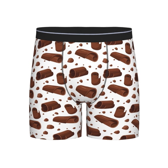Men'S Boxer Briefs, Chocolate Pattern No.9042 Soft And Breathable Mens Underwear Boxer Briefs With Widen Waist