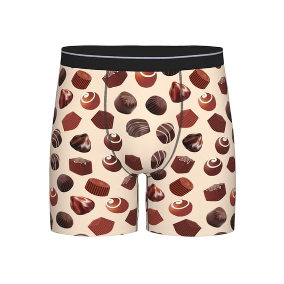 Men'S Boxer Briefs, Chocolate Print No.J94 Soft And Breathable Mens Underwear Boxer Briefs With Widen Waist