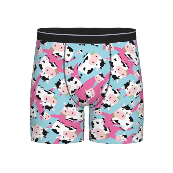 Men'S Boxer Briefs, Classic Funny Cute Cow Eating Grass Soft And Breathable Mens Underwear Boxer Briefs With Widen Waist