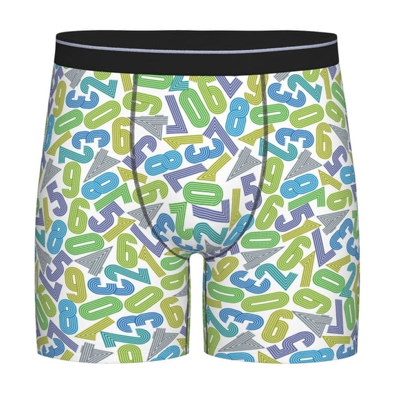 Men'S Boxer Briefs, Color Numbers Math Soft And Breathable Mens Underwear Boxer Briefs With Widen Waist