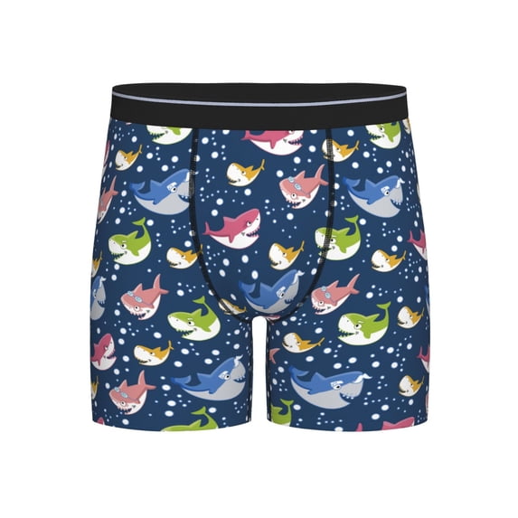 Men'S Boxer Briefs, Colorful Cartoon Funny Cute Shark Soft And Breathable Mens Underwear Boxer Briefs With Widen Waist