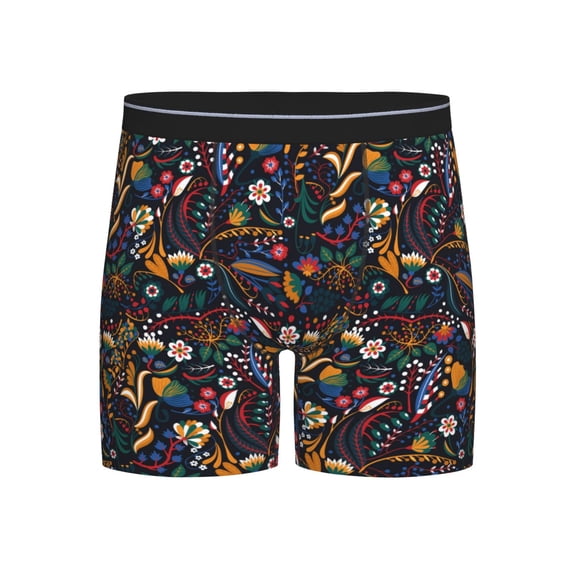 Men'S Boxer Briefs, Colorful Flowers Soft And Breathable Mens Underwear Boxer Briefs With Widen Waist