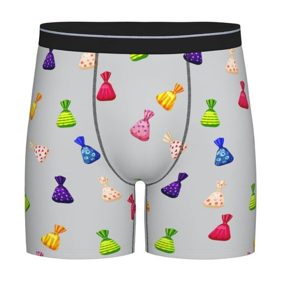 Men'S Boxer Briefs, Colourful Chocolate Candy Print Soft And Breathable Mens Underwear Boxer Briefs With Widen Waist
