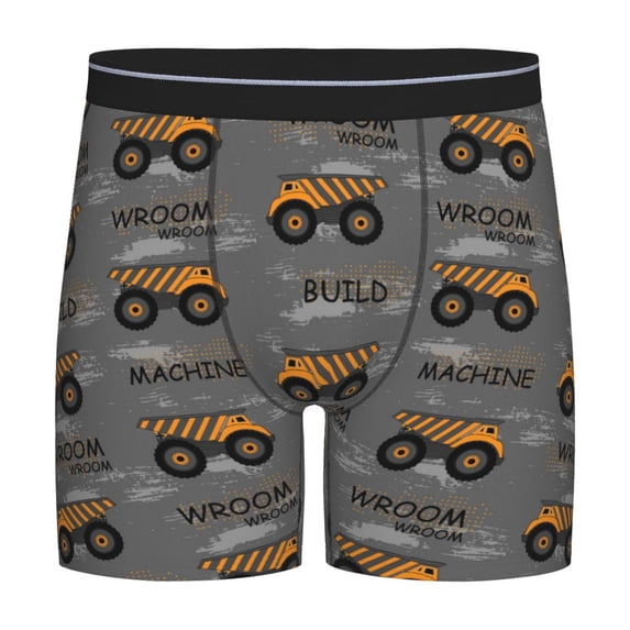Men'S Boxer Briefs, Construction Machines Soft And Breathable Mens Underwear Boxer Briefs With Widen Waist