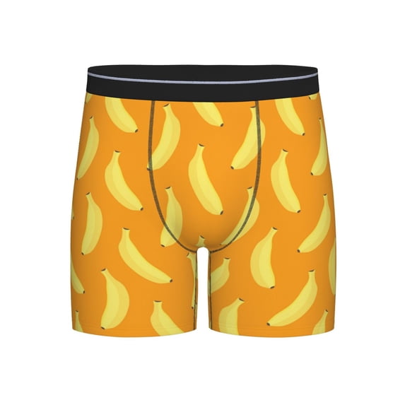 Men'S Boxer Briefs, Cute Banana Orange Soft And Breathable Mens Underwear Boxer Briefs With Widen Waist