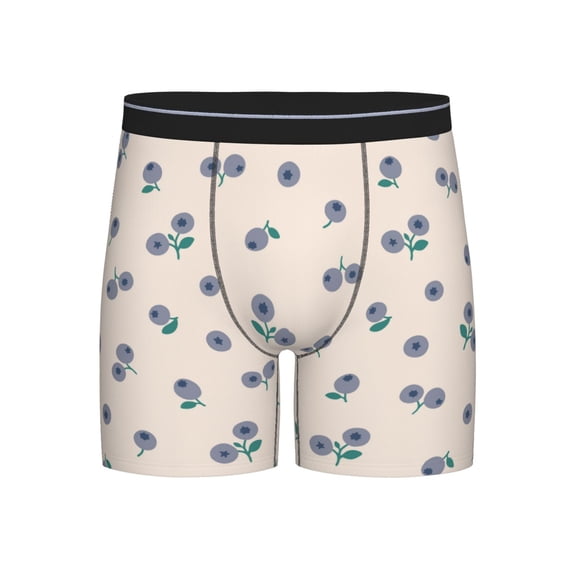 Men'S Boxer Briefs, Cute Blueberry Light Blue Soft And Breathable Mens Underwear Boxer Briefs With Widen Waist