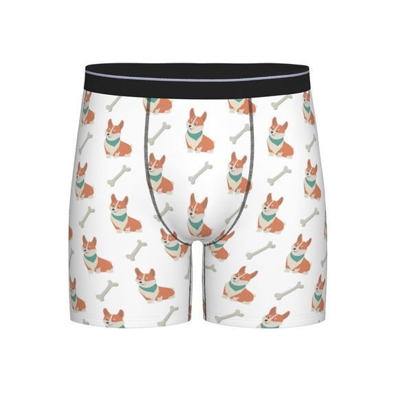 Men'S Boxer Briefs, Cute Corgi Dog Bones Soft And Breathable Mens Underwear Boxer Briefs With Widen Waist