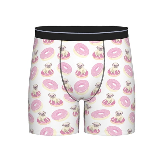 Men'S Boxer Briefs, Cute French Bulldog Donut Soft And Breathable Mens Underwear Boxer Briefs With Widen Waist