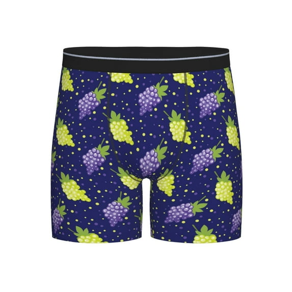 Men'S Boxer Briefs, Cute Grape Yellow Purple Soft And Breathable Mens Underwear Boxer Briefs With Widen Waist