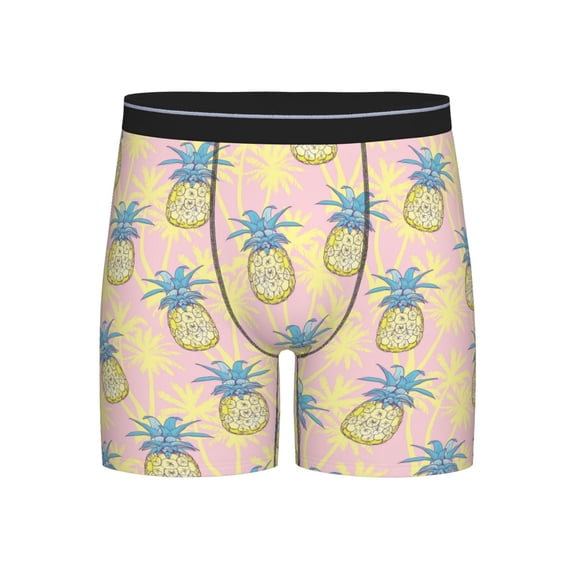 Men'S Boxer Briefs, Cute Pineapple Coconut Palm Soft And Breathable Mens Underwear Boxer Briefs With Widen Waist