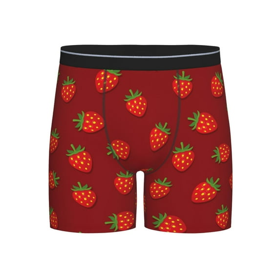 Men'S Boxer Briefs, Cute Red Strawberry Soft And Breathable Mens Underwear Boxer Briefs With Widen Waist