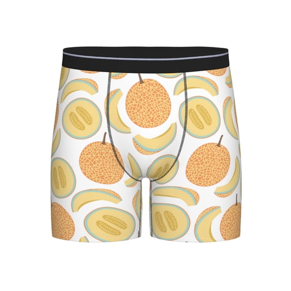 Men'S Boxer Briefs, Cute Stripe Cantaloupe Soft And Breathable Mens Underwear Boxer Briefs With Widen Waist