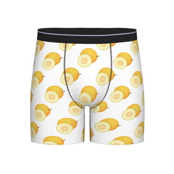 Men'S Boxer Briefs, Cute Yellow Cantaloupe Soft And Breathable Mens Underwear Boxer Briefs With Widen Waist