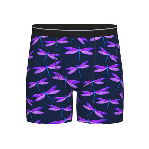 Men'S Boxer Briefs, Dragonfly Dark Purple Soft And Breathable Mens Underwear Boxer Briefs With Widen Waist