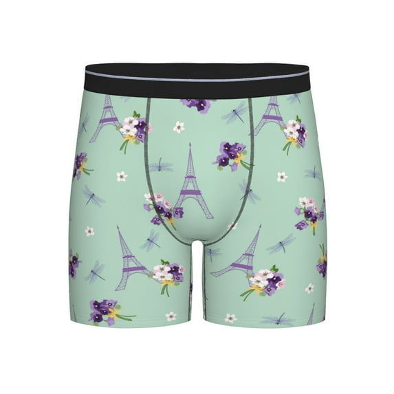 Men'S Boxer Briefs, Dragonfly Tower Flower Soft And Breathable Mens Underwear Boxer Briefs With Widen Waist