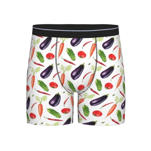 Men'S Boxer Briefs, Eggplant Dried Chili Carrot Soft And Breathable Mens Underwear Boxer Briefs With Widen Waist