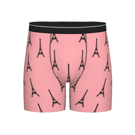 Men'S Boxer Briefs, Eiffel Tower Pink Soft And Breathable Mens Underwear Boxer Briefs With Widen Waist