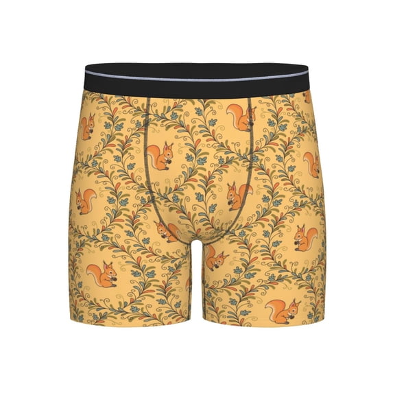 Men'S Boxer Briefs, Exotic Cute Cartoon Squirrel Soft And Breathable Mens Underwear Boxer Briefs With Widen Waist