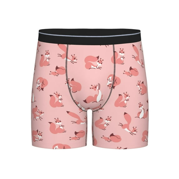 Men'S Boxer Briefs, Feminine Cute Squirrel Pink Soft And Breathable Mens Underwear Boxer Briefs With Widen Waist