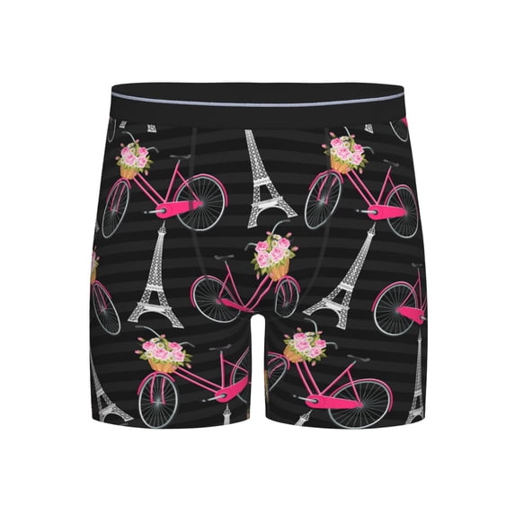 Men'S Boxer Briefs, Flower Tower Bike Soft And Breathable Mens Underwear Boxer Briefs With Widen Waist