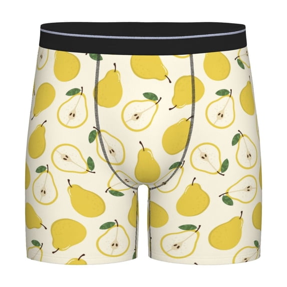 Men'S Boxer Briefs, Funny Pear Yellow Soft And Breathable Mens Underwear Boxer Briefs With Widen Waist