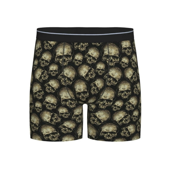 Men'S Boxer Briefs, Funny Retro Skull Soft And Breathable Mens Underwear Boxer Briefs With Widen Waist