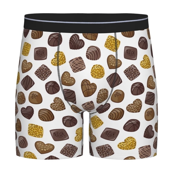 Men'S Boxer Briefs, Golden Brown Chocolate Print Soft And Breathable Mens Underwear Boxer Briefs With Widen Waist