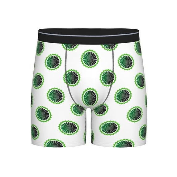 Men'S Boxer Briefs, Green Abstract Flower Soft And Breathable Mens Underwear Boxer Briefs With Widen Waist