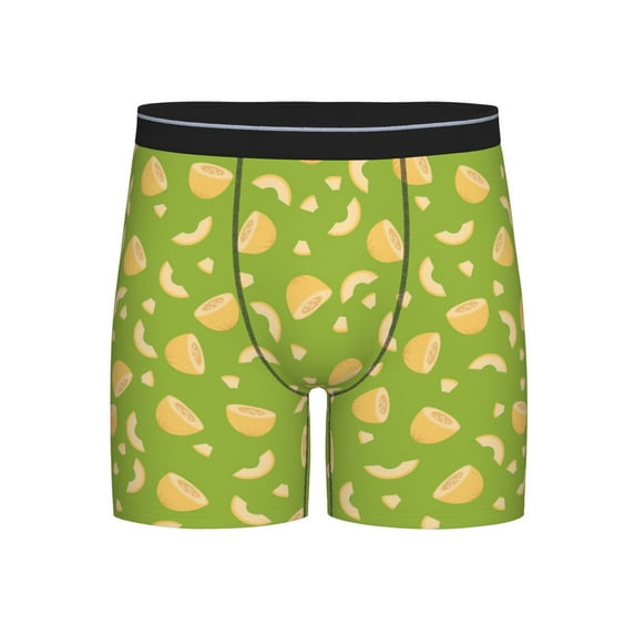 Men'S Boxer Briefs, Green Funny Cantaloupe Soft And Breathable Mens Underwear Boxer Briefs With Widen Waist