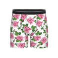 thumbnail image 1 of Men'S Boxer Briefs, Green Pink Rose Flowers Soft And Breathable Mens Underwear Boxer Briefs With Widen Waist, 1 of 2