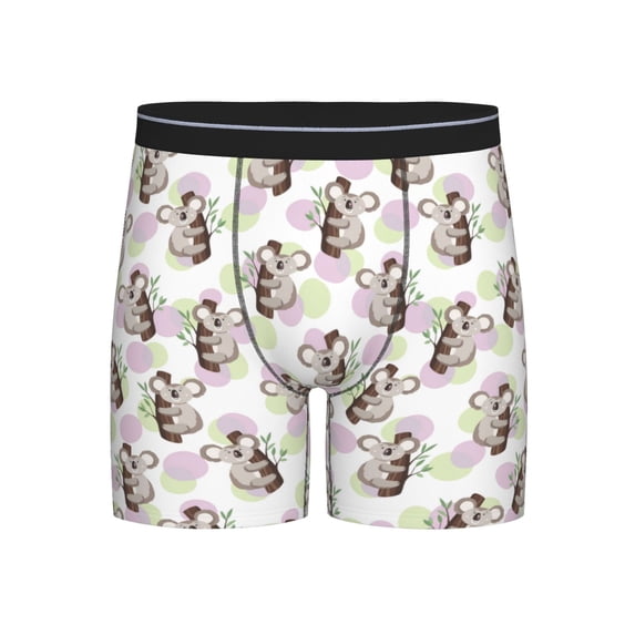 Men'S Boxer Briefs, Green Purple Dot Koala Soft And Breathable Mens Underwear Boxer Briefs With Widen Waist