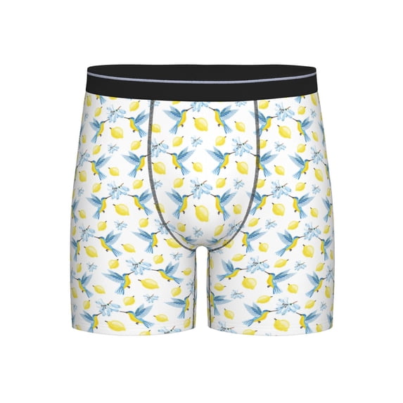Men'S Boxer Briefs, Hummingbird Lemon Flower Soft And Breathable Mens Underwear Boxer Briefs With Widen Waist