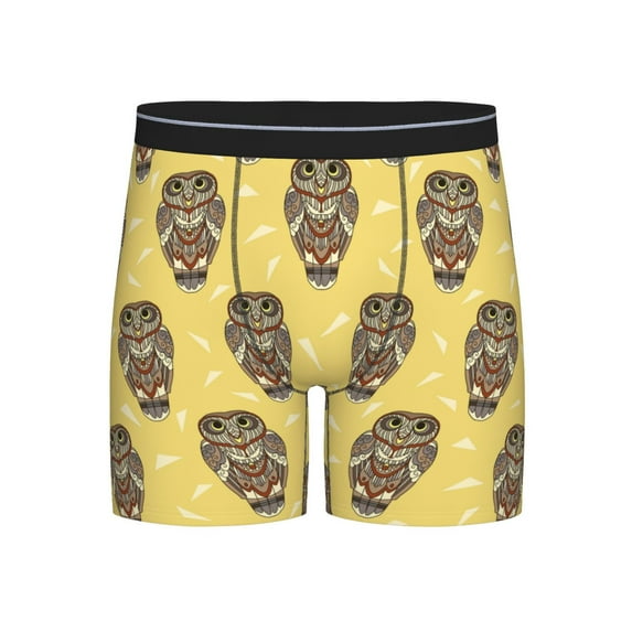 Men'S Boxer Briefs, Indian Style Owl Soft And Breathable Mens Underwear Boxer Briefs With Widen Waist