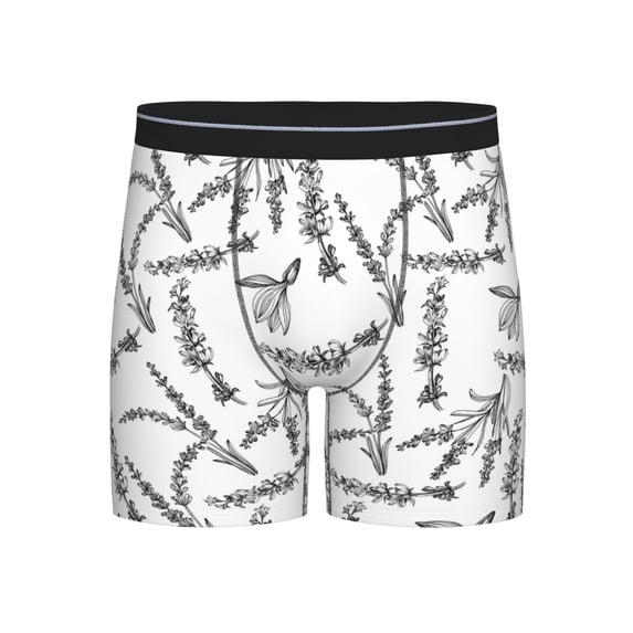 Men'S Boxer Briefs, Lavender Flowers Retro Soft And Breathable Mens Underwear Boxer Briefs With Widen Waist