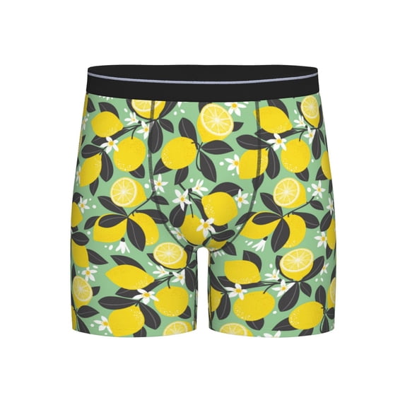 Men'S Boxer Briefs, Lemon Floral Leavesa Soft And Breathable Mens Underwear Boxer Briefs With Widen Waist