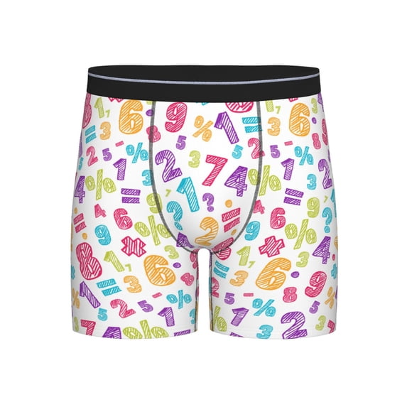 Men'S Boxer Briefs, Math Colorful Number Soft And Breathable Mens Underwear Boxer Briefs With Widen Waist