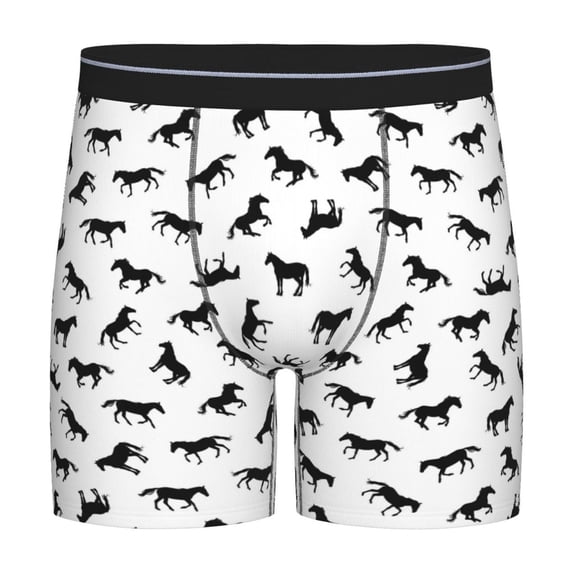 Men'S Boxer Briefs, Minimalist Cool Horse Black Soft And Breathable Mens Underwear Boxer Briefs With Widen Waist